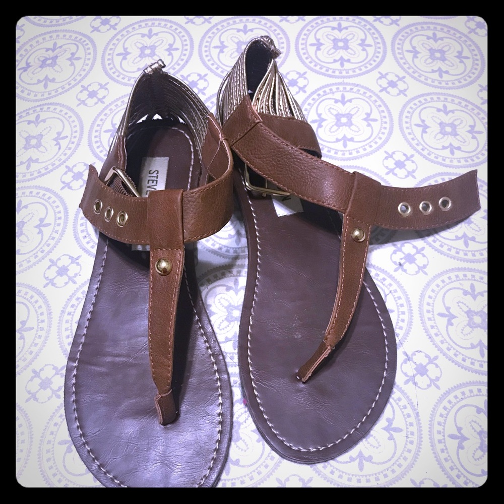 Brown with gold stewpot sandals 👡